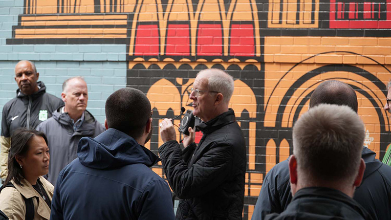 Jeff Speck leading a tour of Watertown Square